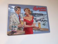 Bier Werbung Blechschild Budweiser, Flughafen Praha, 30 x 21 cm Hessen - Hünfelden Vorschau
