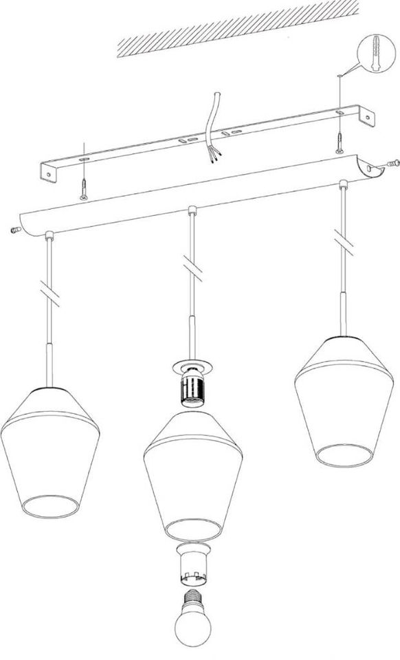 EGLO 3er Pendelleuchte Murmillo Hängeleuchte Glas Chrom Esszimmer in Dinslaken