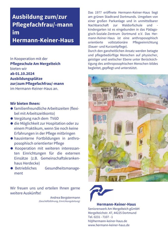 Ausbildung zum/zur Pflegefachfrau/-mann im Hermann-Keiner-Haus in Dortmund