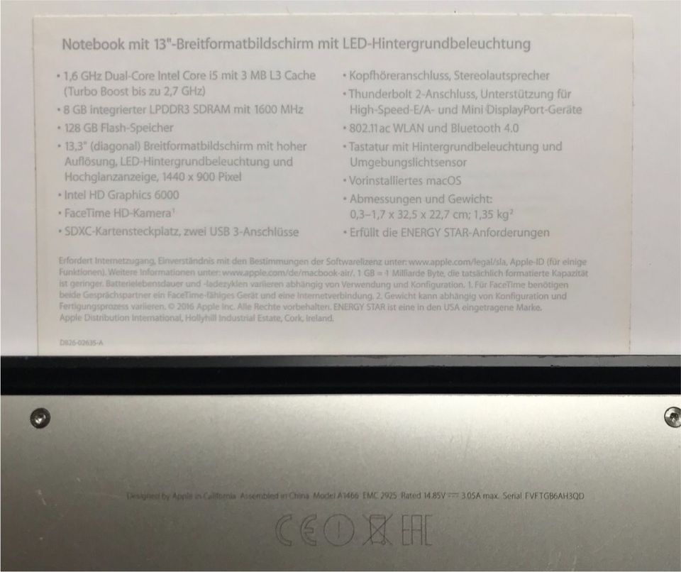 MacBook Air 13,3“ 2015 A1466 in Berlin