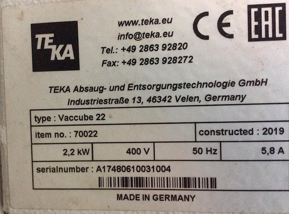 TEKA Vaccube 22 Schweißrauchabsaugung 2.2kW mit Maxi Control in Korschenbroich