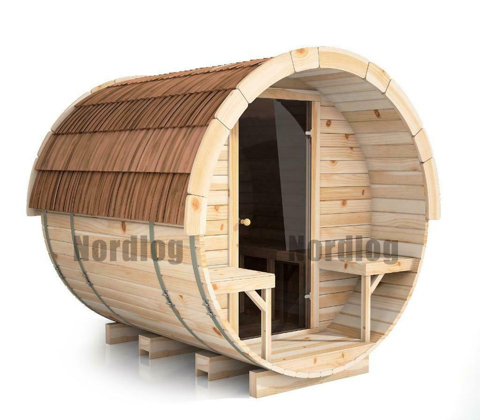 NordLog Fasssauna Ø 1,97 x L 2,4 m Gartensauna Tonnensauna Sauna in Hamburg