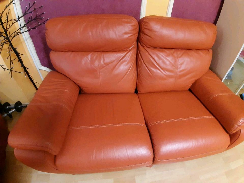 Couch/Sofa,Kinosessel, echtes Leder orange, spezial Anfertigung in Berlin