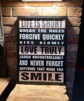 Bild MDF Board schwarz Holz shabby chic Spruch „Life is short…“ Nordrhein-Westfalen - Meerbusch Vorschau