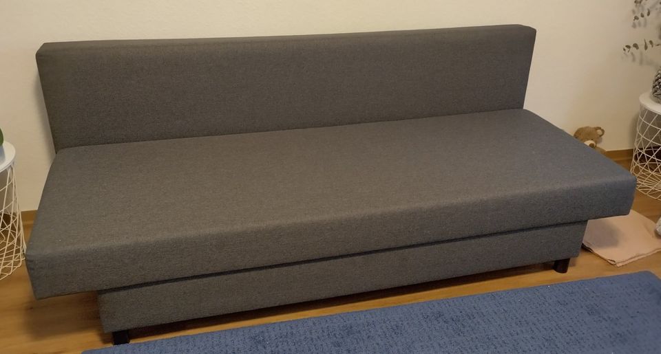 Couch grau dunkel - Bett Couch Funktion mit Bettkasten in Frankfurt am Main