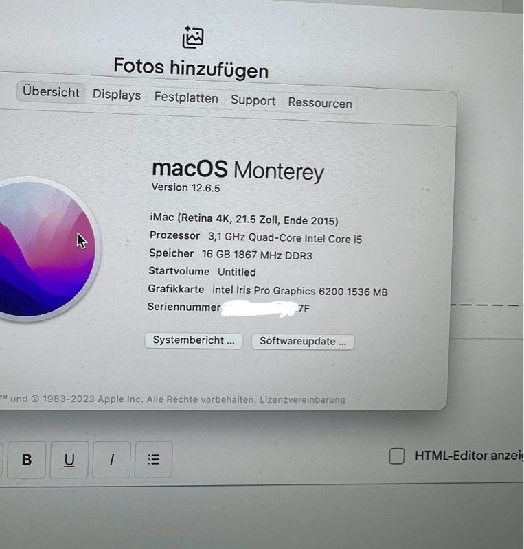 Apple iMac 16,2" (A1418) 21,5" (54,6cm) i5-5575R   16GB RAM   256GB Speicher in Görlitz