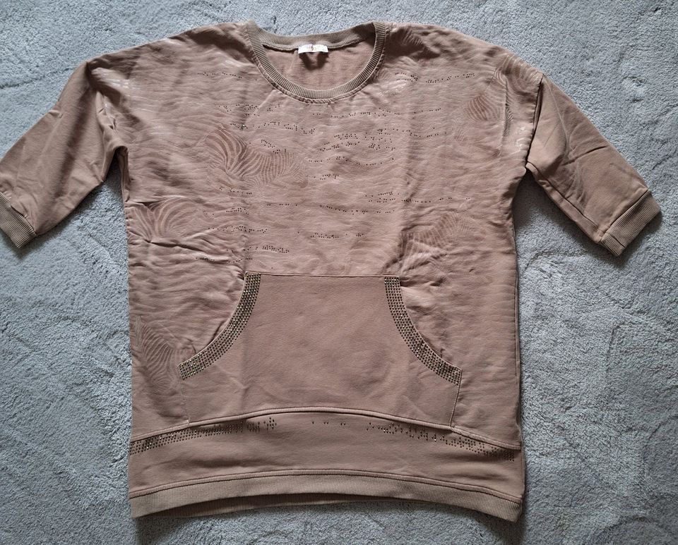 Pulli Shirt Megi Italy Mode S M 36 38 40 Glitzer Beige Zebra in Hockweiler