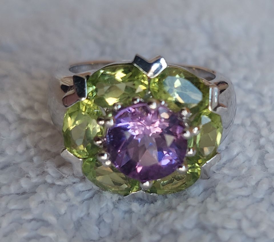 Ring 925 Silber Amethyst und Peridot in Hamburg