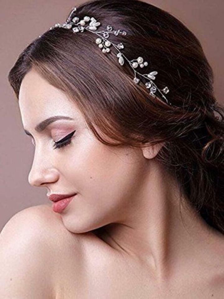 Haarkette Hochzeit Perlen Haarschmuck Kette Haarband Braut Diadem in Tettnang