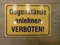 Hinweis-Schild:"Gegenstände anlehnen verboten".Verbotsschild gelb Niedersachsen - Stade Vorschau