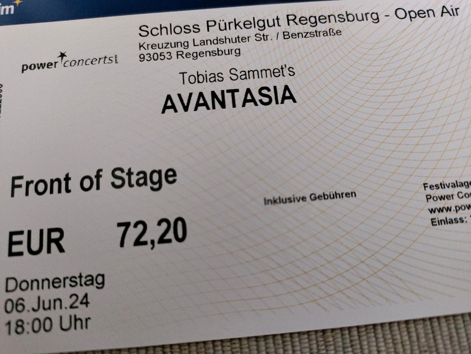 1 Ticket Openair AVANTASIA Regensburg, Front of stage in Regensburg