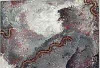 Gemälde (abstrakt, 3D-Blüten) grau, rot auf Leinwand Nordrhein-Westfalen - Höxter Vorschau