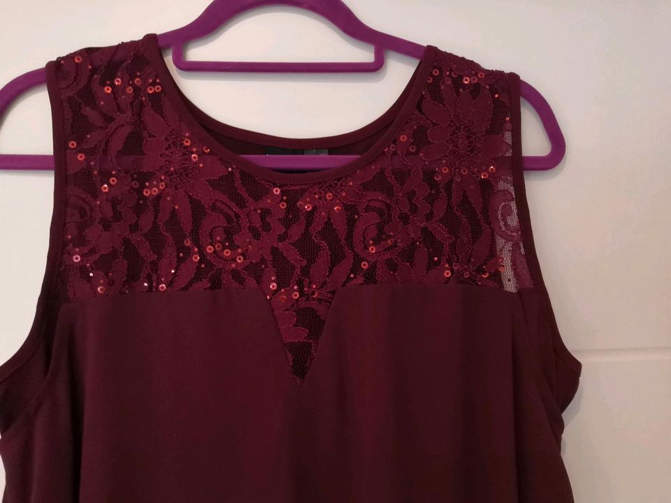 Kleid festlich mit Bolero, einzeln tragbar, bordeaux, Gr 40/42 in Zirkow