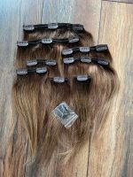 Echthaar Clip Extensions 25 cm, Dunkelbraun/Hellbraun Sachsen-Anhalt - Schönebeck (Elbe) Vorschau