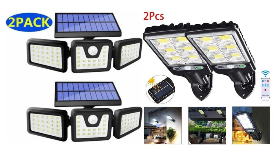 ✅NEU✅ 2x LED Solarleuchte Solarlampe Bewegungsmelder Strahler 5 in Bad Soden am Taunus