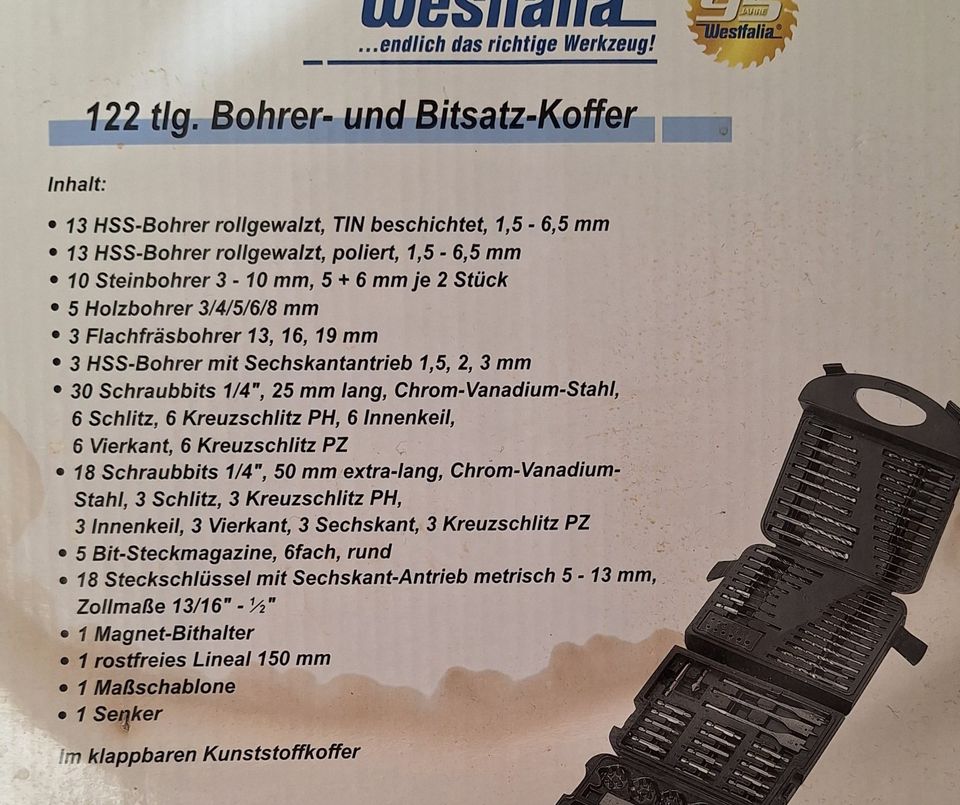 Westfalia 122 teilig Bohrer- und Bitsatz Koffer neu unben. OVP in Neufahrn