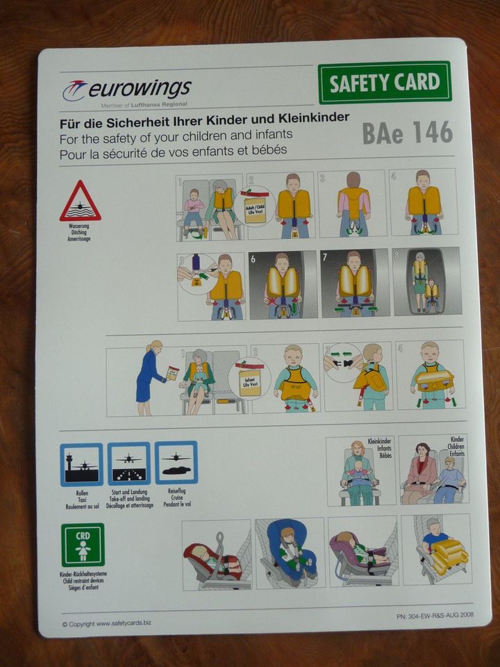 Eurowings BAe 146 Safety Card, Sicherheitskarte, neu in Wedemark