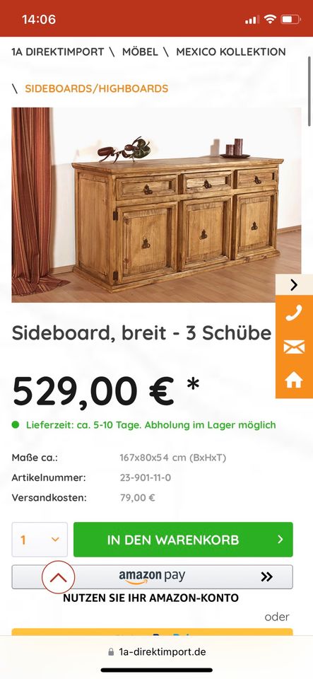 Zwei Sideboards/ Highboards, massiv Vollholz, Handarbeit, Mexiko in Waldbrunn