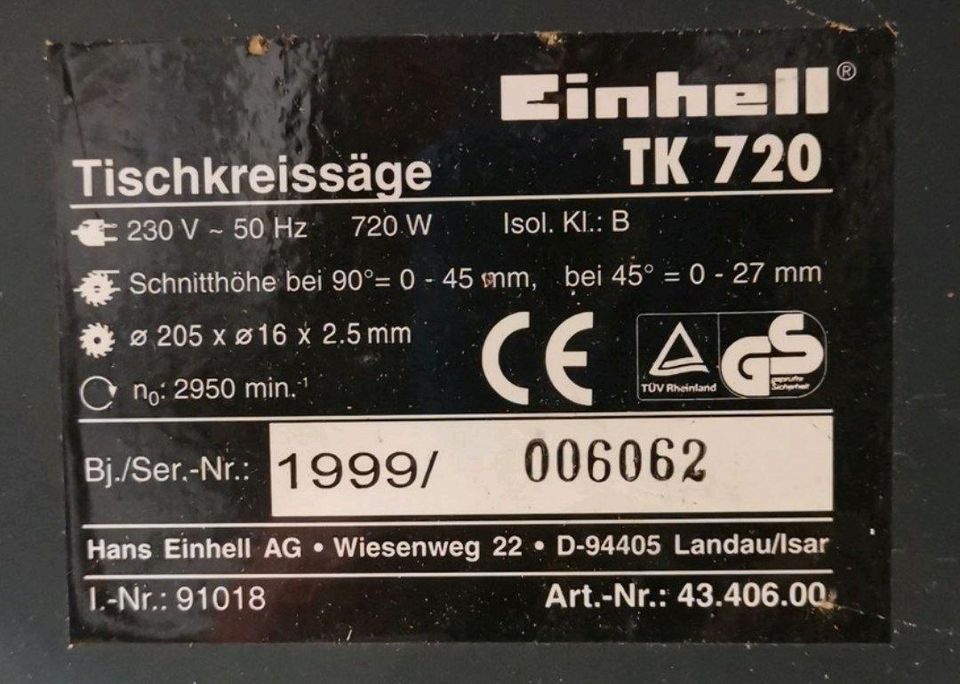 Einhell Tischkreissäge TK 720 in Chemnitz