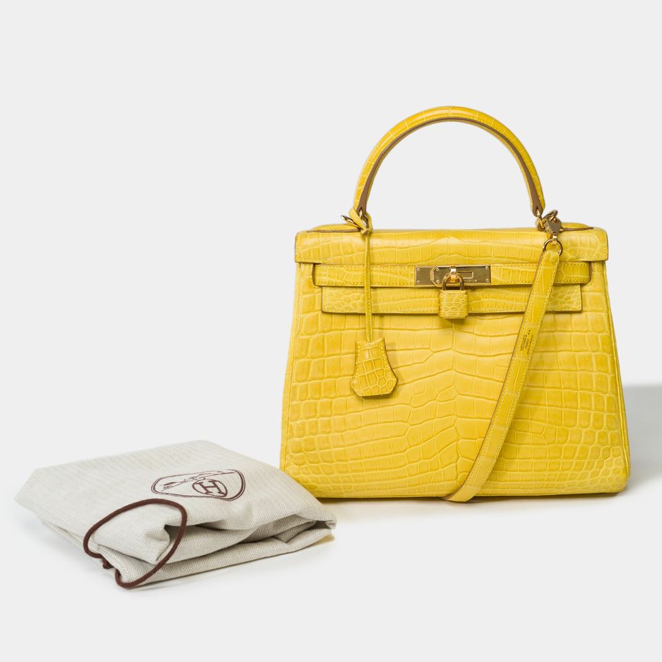 Amazing Hermès Kelly 28 in Jaune Mimosa Crocodile, GHW in München