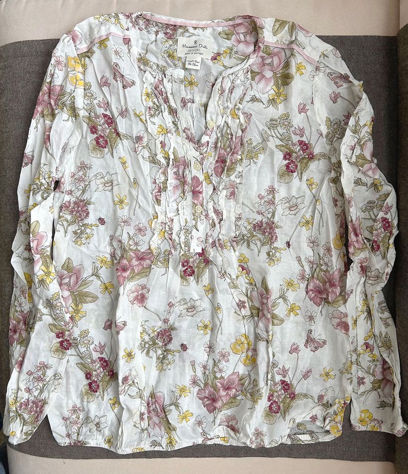 MASSIMO DUTTI Mädchen Bluse Gr. 146-158 Blumen Langarm TOP in München