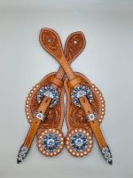 Sporenriemen Strass Western - Chestnut + Concho hellblau/violett Baden-Württemberg - Bietigheim-Bissingen Vorschau