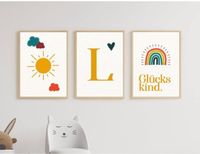 Poster-Set „Glückskind“ Kinderzimmer Deko Regenbogen bunt Bayern - Schmidmühlen Vorschau