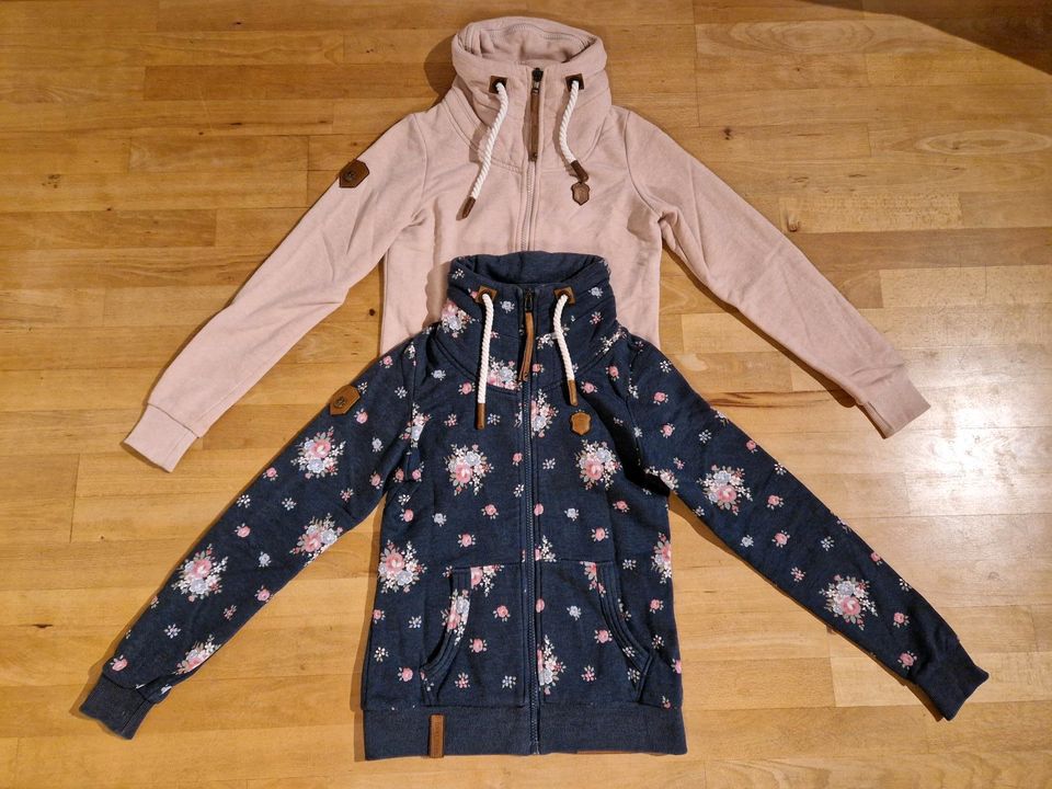 Damen Naketano Sweatshirtjacke Pullover hoher Kragen Blumen M 38 in Bergisch Gladbach