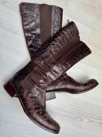 Lederstiefel braun Krokooptik Gr.40 Stuttgart - Zuffenhausen Vorschau