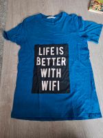 Blaues T-Shirt von H&M Gr. 158/164 Life is better with Wifi Schleswig-Holstein - Handewitt Vorschau