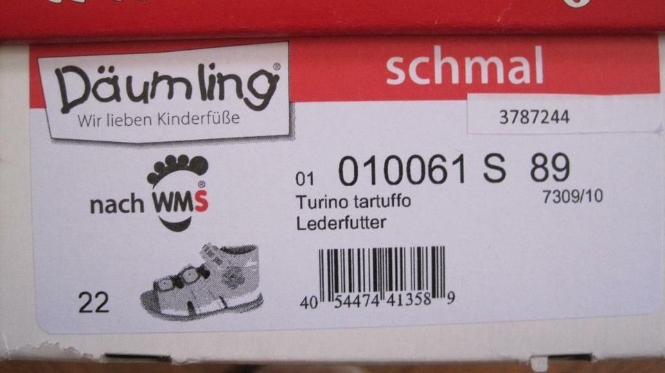 Däumling Sandale, Farbe tartuffo, GR 22, Weite schmal in Schwalbach