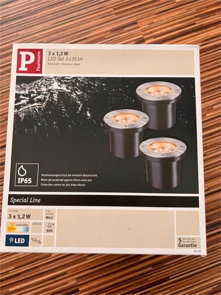 Paulmann Special Einbauleuchte Set Boden rund LED 3x1,2W 2700K 6VA 230/12V  98mm Edelstahl/Metall