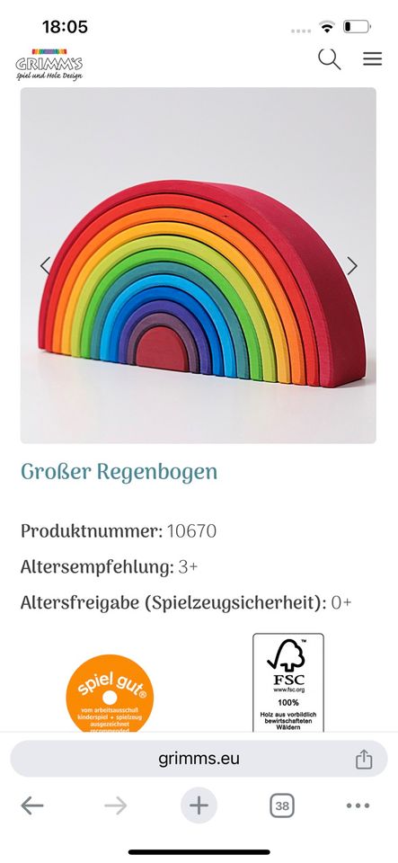 GRIMM‘S Großer Regenbogen bunt UVP 70€ in Hoppegarten