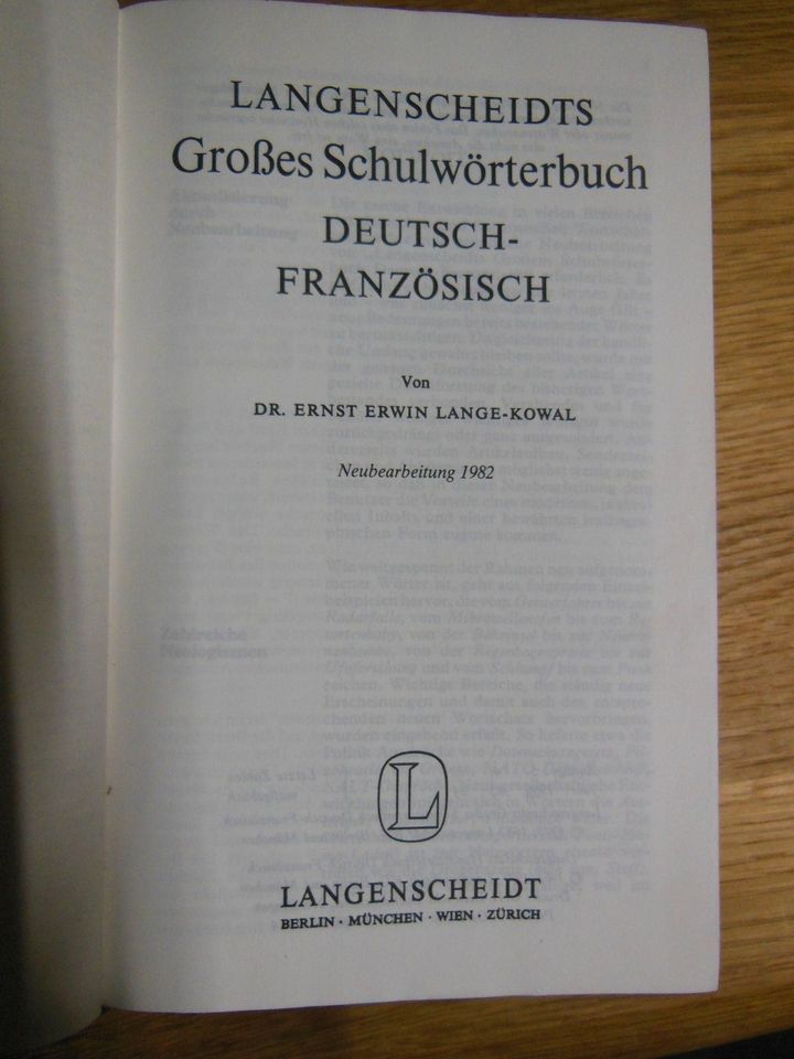 Langenscheidts Schulwörterbuch Deutsch-Französich,80000 Wörter in Neuenbürg