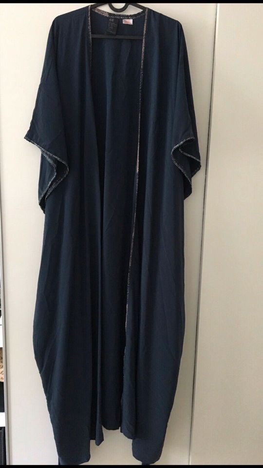 H&M langer Kimono strandkimono Mantel dunkelblau blau in Oyten