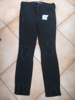 Knöchel Jeans Hollister 25/26, schwarz m. Löcher, Neu, ca.152/158 Niedersachsen - Peine Vorschau