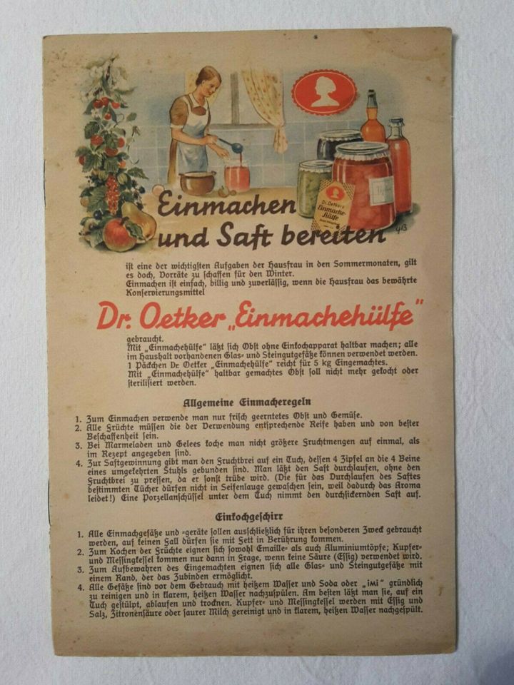 Dr. Oetker „Einmachhülfe“ Broschüre antik in Goslar