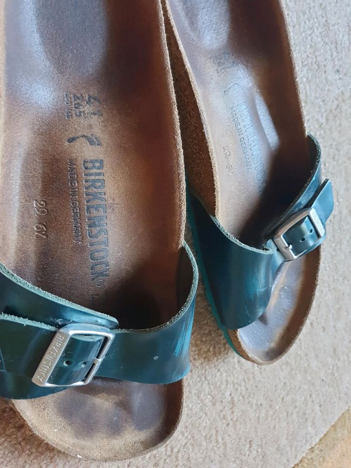 Orginal Birkenstock Madrid 41 in Grün Metallic schmal in Bad Oldesloe