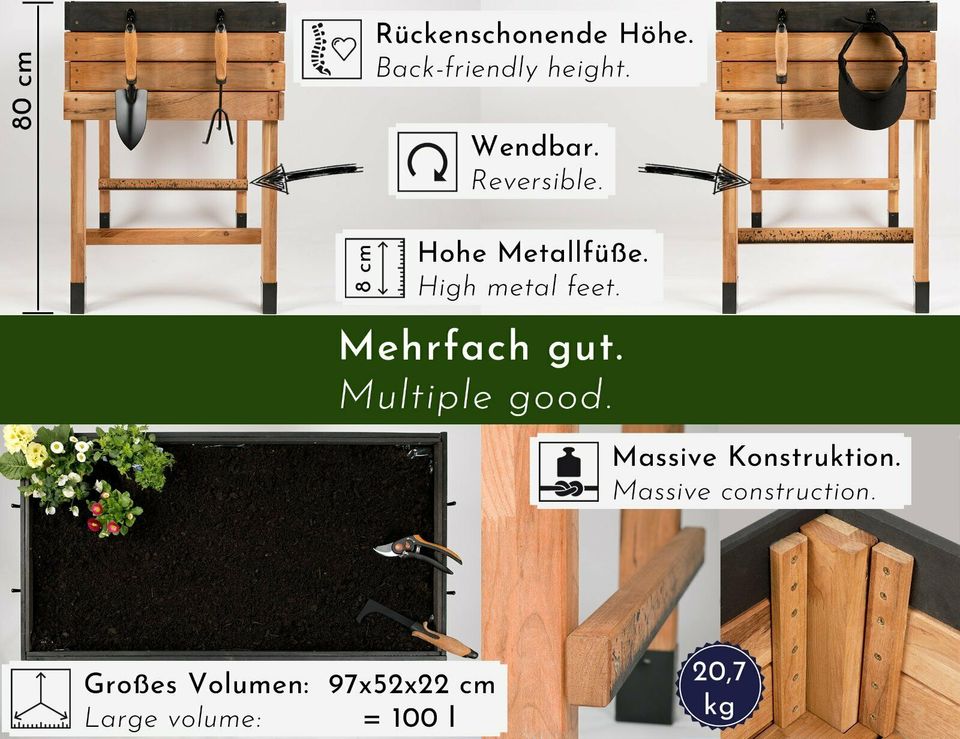 Hochbeet aus KIRSCHBAUM Holz groß Balkon Pflanzkasten Kräuterbeet in Friedberg (Hessen)