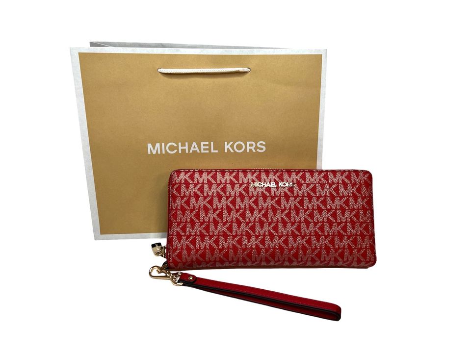 Michael Kors MK Jet Set Geldbörse Portmonee Rot Gold NEU in Reiskirchen