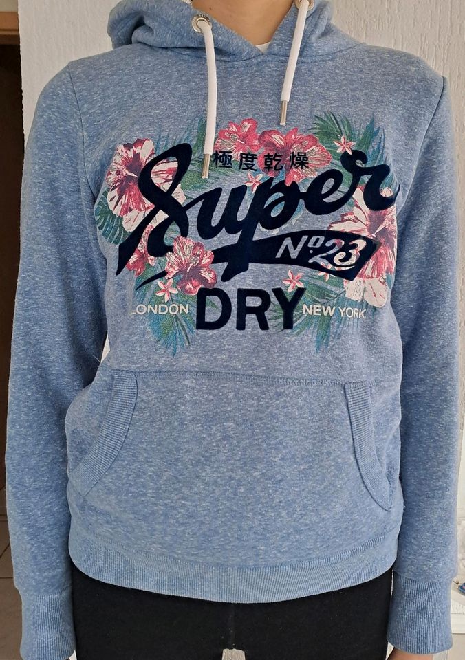 Superdry Hoodie, Pulli,  Größe (40) 38, wie neu, blau meliert in Freiburg im Breisgau