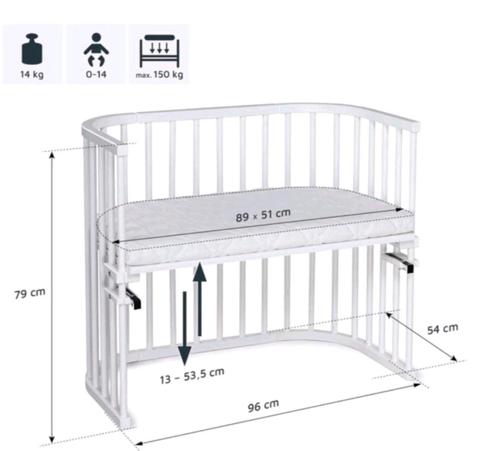 Beistellbett Babybay Maxi inkl. Bettverbreitung und Zubehör in Kamen