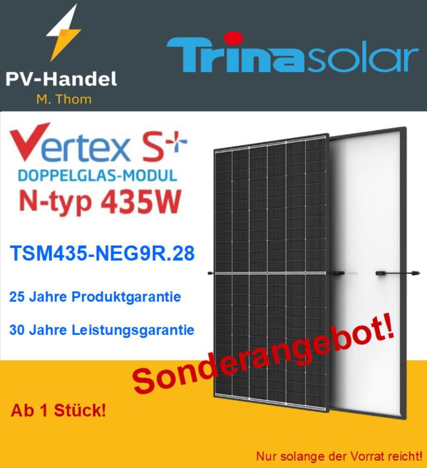 ☀️ab 69€ Trina Vertex S+ 435W TSM-435NEG9R.28 Glas-Glas Doppelglas N-Type Solarmodule PV PHOTOVOLTAIKMODULE SOLARANLAGE SOLARPANELE in Dahlewitz