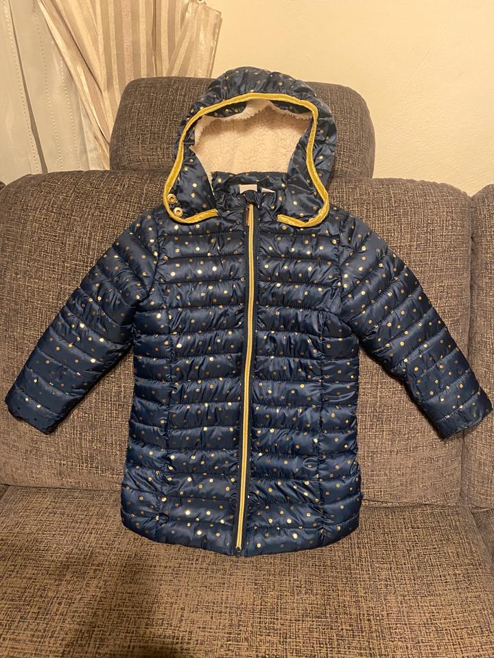 Süsser warmer Wintermantel Winterjacke blau gold Gr.98 in Niederrieden