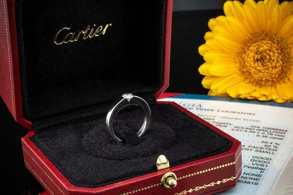 Cartier Solitär Ring mit Diamant Brillant 0,36 Ct Weißgold Gr. 49 in Wegberg