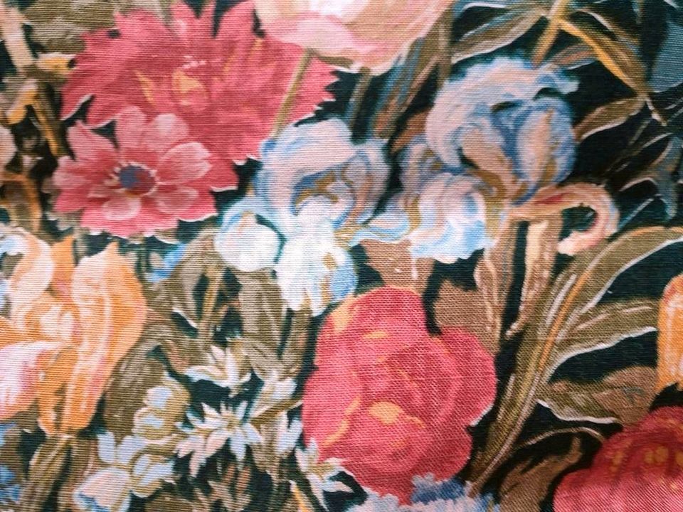 Blumen Stoff Indanthren vintage Nähen Meterware floral Leinen in Groß-Gerau