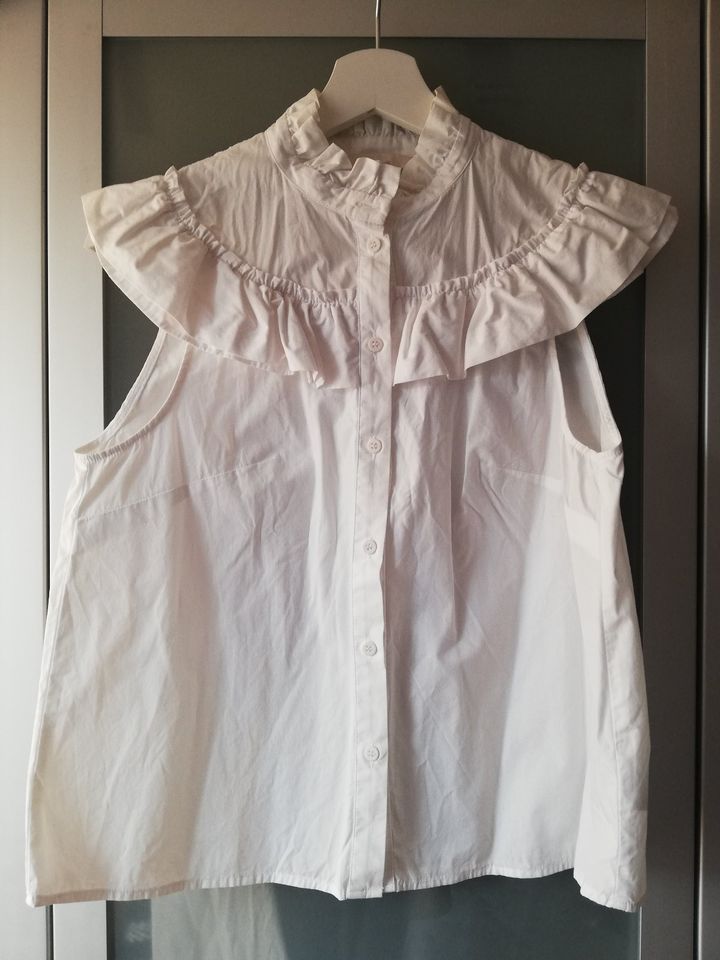 H&M Oversize Sommer Bluse Shirt Rüschen Kragen Gr. 34/XS weiß in Mülheim (Ruhr)