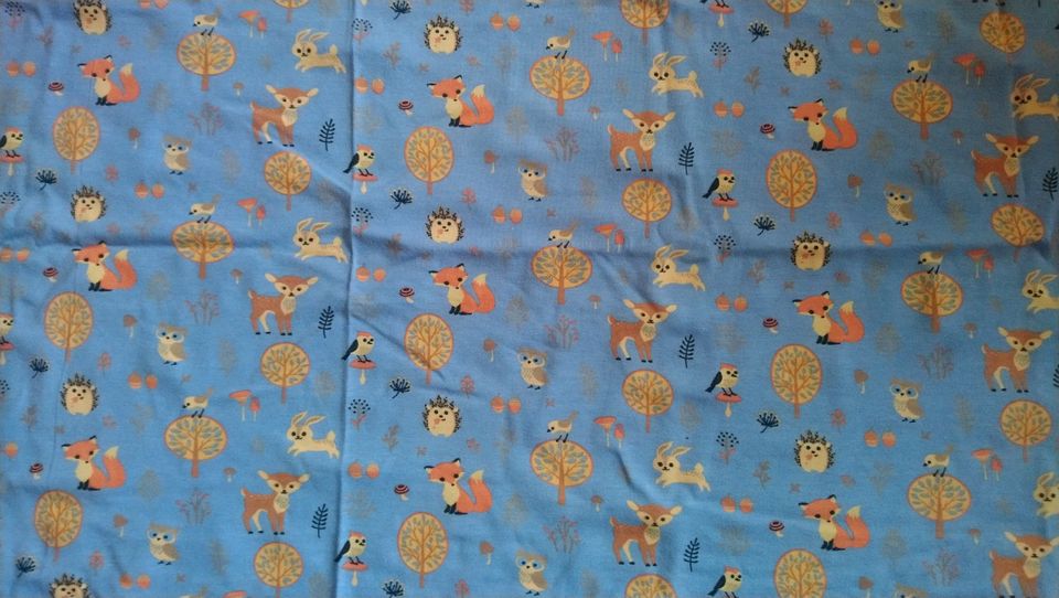 Jersey Stoff Kinder blau Eulen Hase Fuchs Rest 142 x 42 in Rosendahl