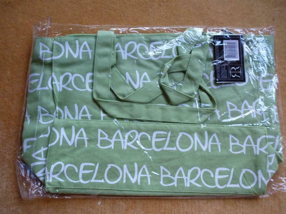 BARCELONA Tasche grün weiß Städtetrip NEU Geschenk STRANDTASCHE in Dorsheim