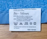 Babydecke ca. 74x90 cm hell blau Bio Velours Baumwolle Bayern - Grafing bei München Vorschau